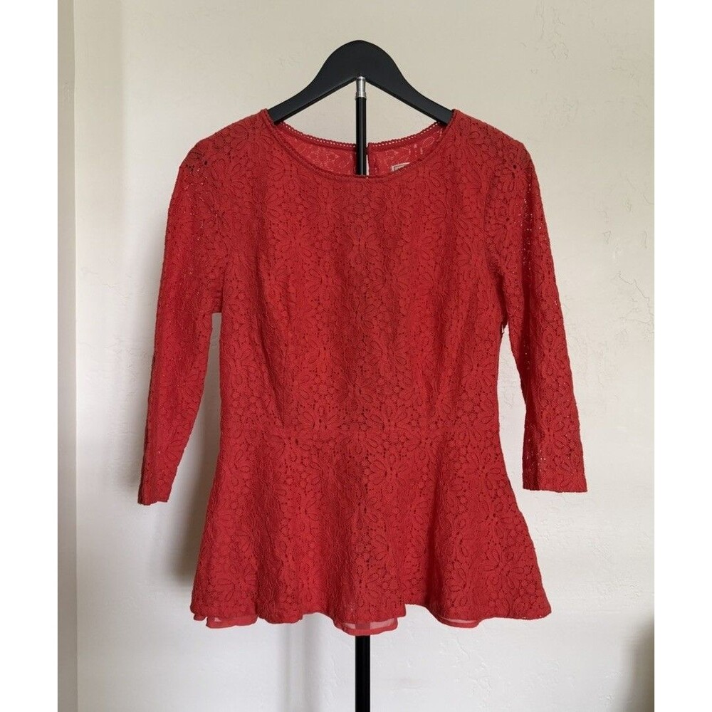 Anthropologie Moulinette Soeurs Lace Peplum Top Side Zip Size 8